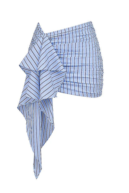 Mistress Rocks Blue Striped Ruffle Mini Skirt - SALE
