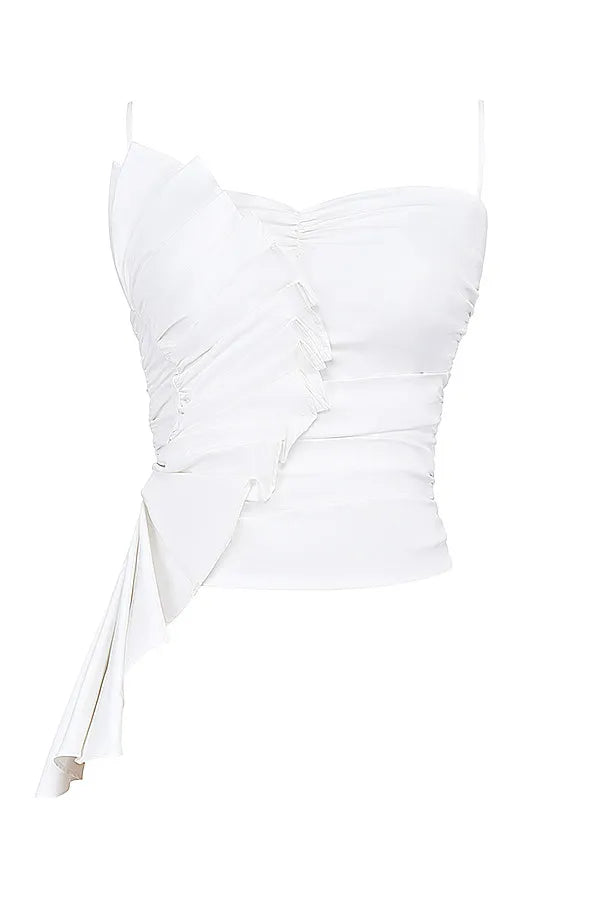 Mistress Rocks White Ruffle Top - SALE