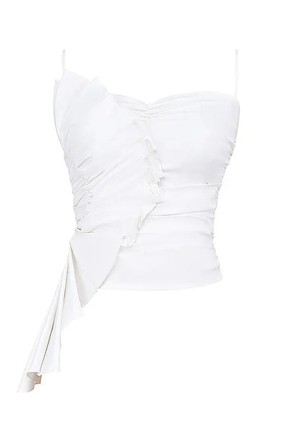 Mistress Rocks White Ruffle Top - SALE