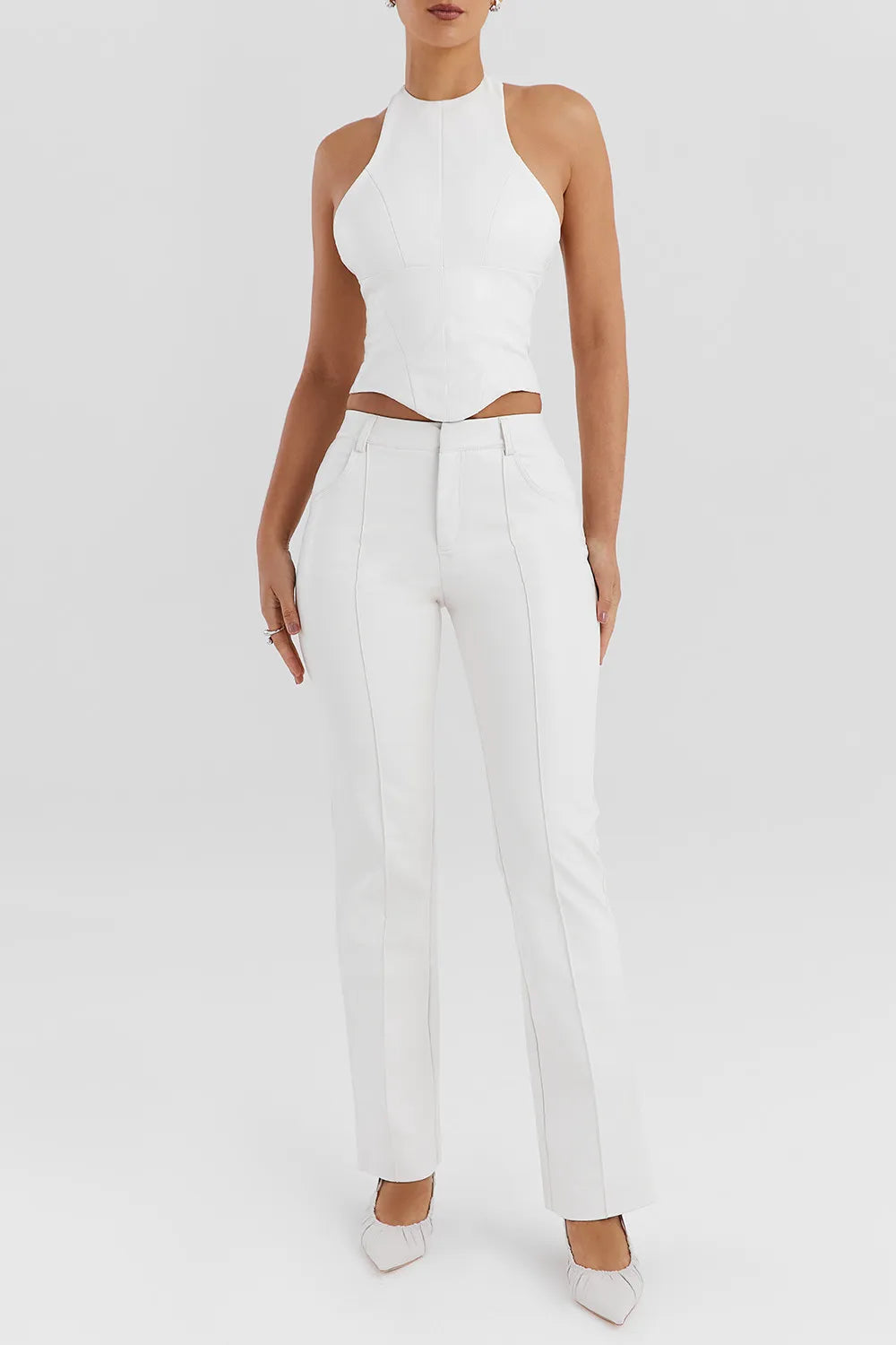 Mistress Rocks Ivory Vegan Leather Open Back Top - SALE