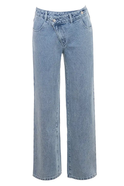 Mistress Rocks Blue Cross Front Baggy Jeans - SALE