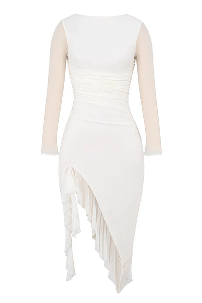 Mistress Rocks Ivory Ruffle Midi Dress - SALE