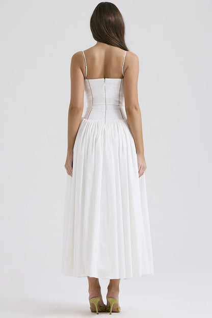 Ysabella White Cotton Maxi Sundress