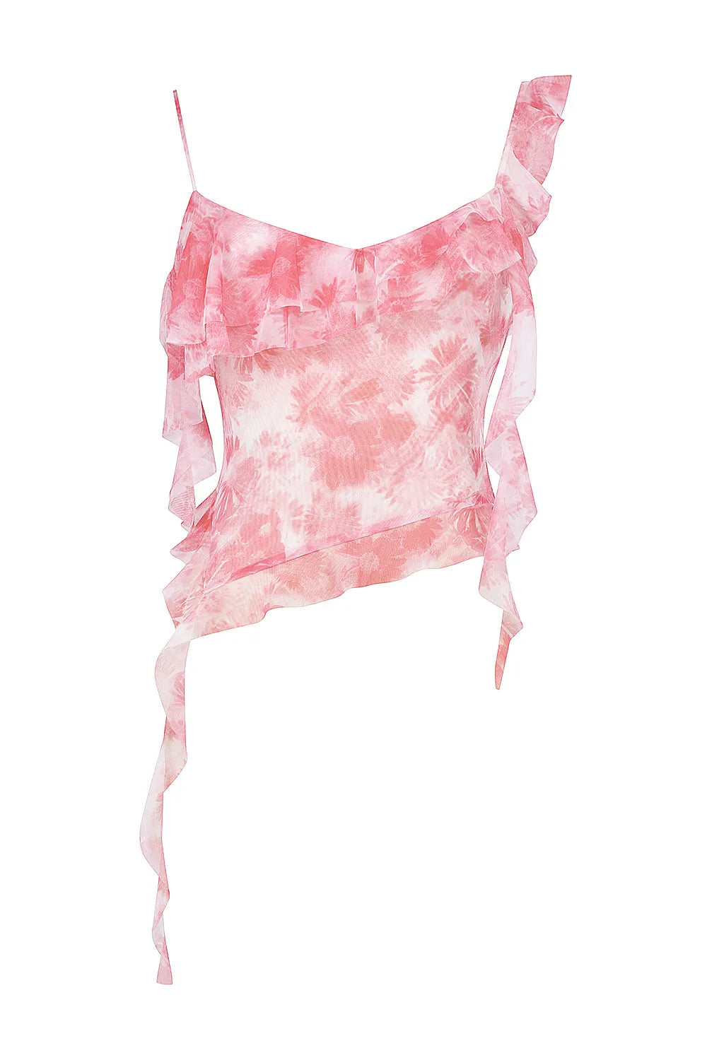 Mistress Rocks Pink Floral Print Ruffle Top - SALE