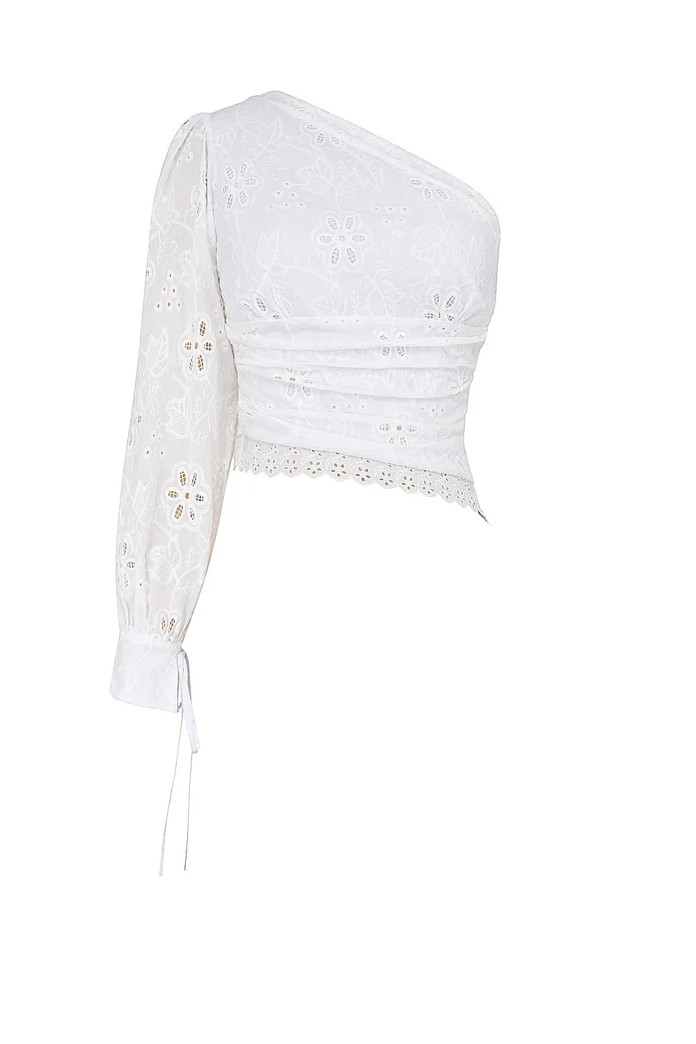 Mistress Rocks White Broderie Cotton Asymmetric Top - SALE