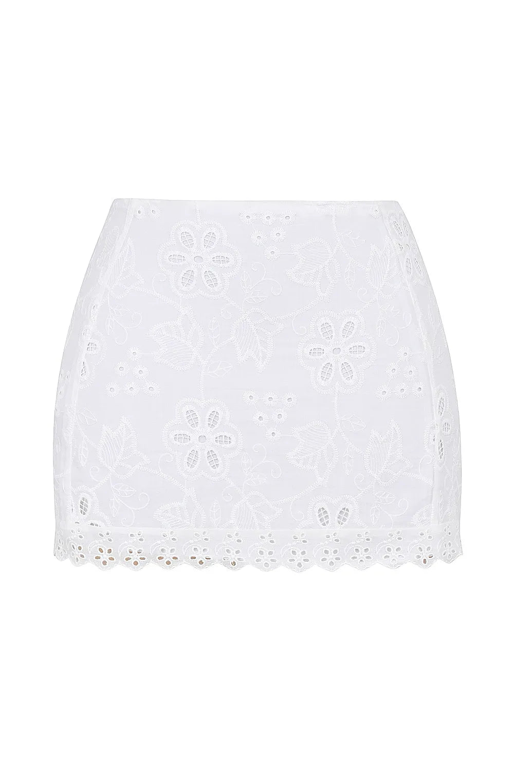 Mistress Rocks White Broderie Cotton Mini Skirt - SALE