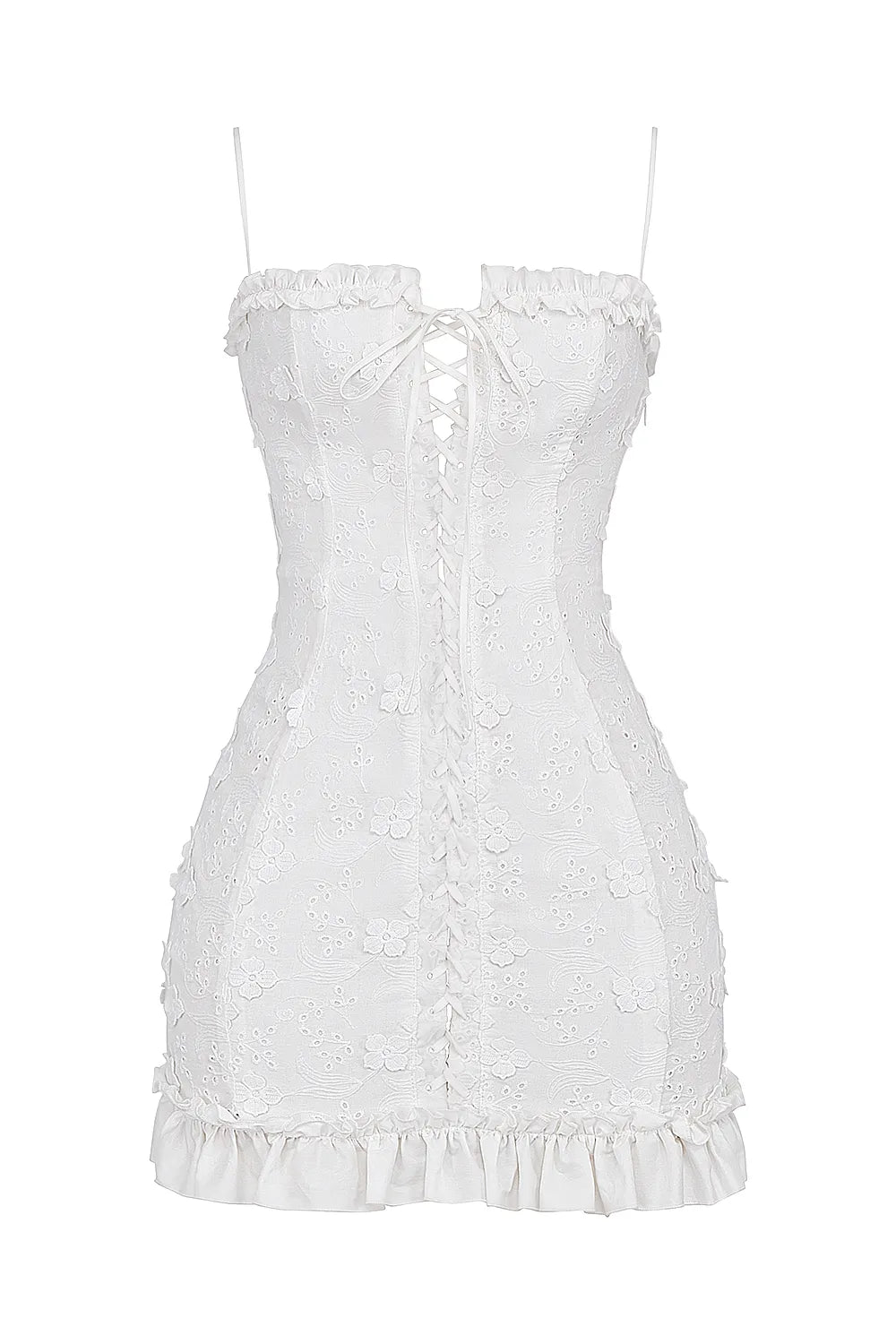 Marlene White Cotton Broderie Anglais Mini Dress