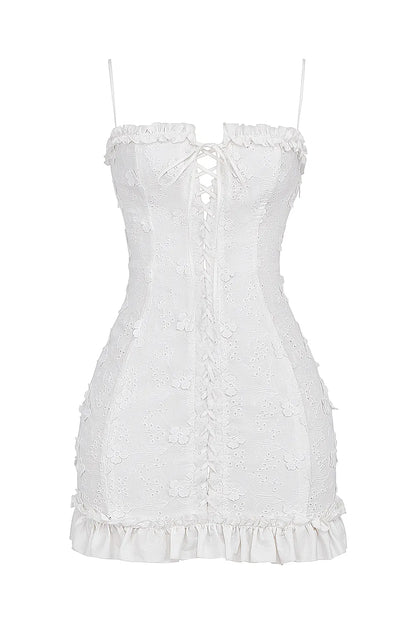 Marlene White Cotton Broderie Anglais Mini Dress
