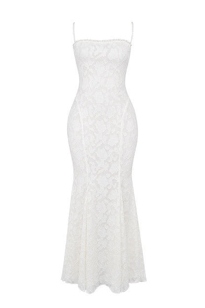 Joan Ivory Lace Up Back Maxi Dress