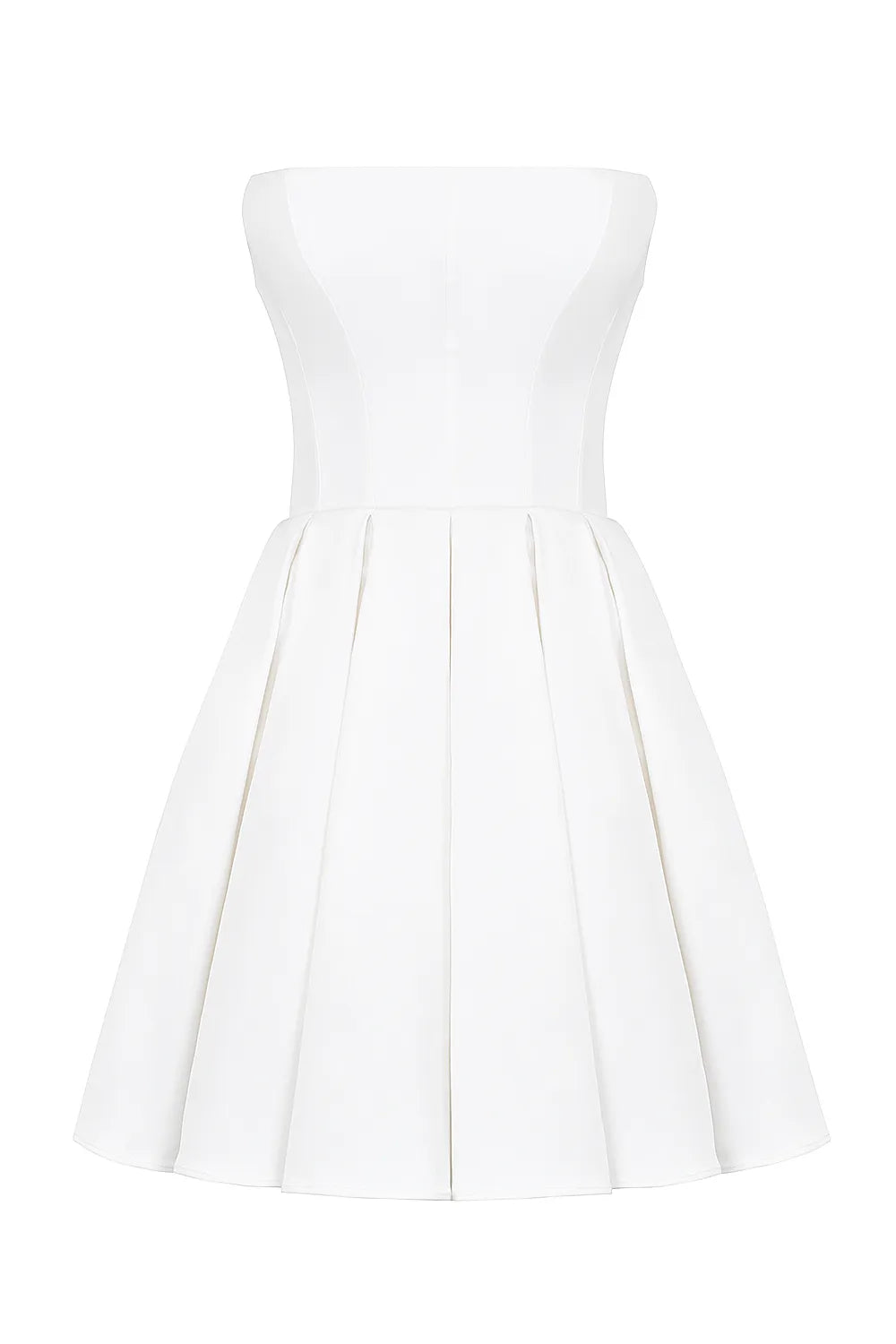 Emmanuela White Strapless Pleated Mini Dress