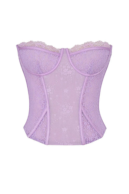 Mistress Rocks Orchid Lace Underwired Corset - SALE