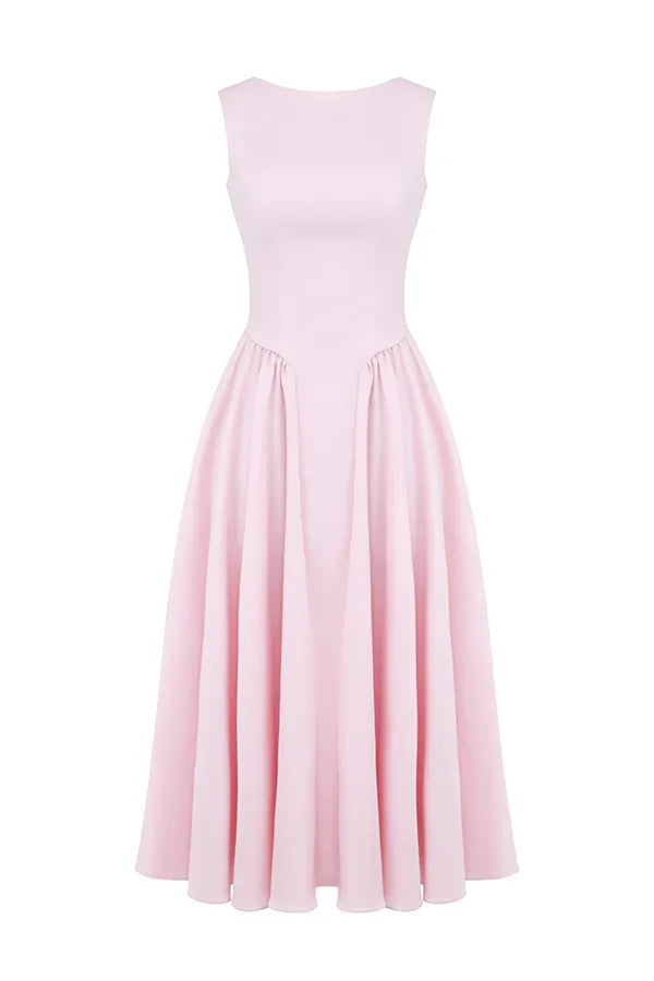 Cindy Ballerina Pink Twill Midi Sundress