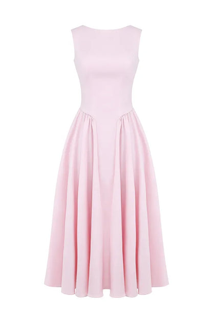 Cindy Ballerina Pink Twill Midi Sundress