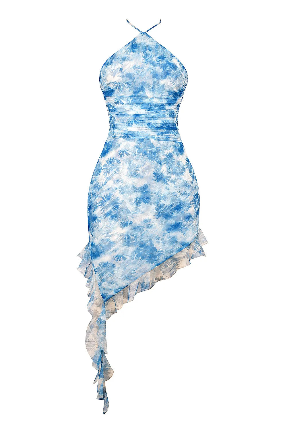Mistress Rocks Blue Floral Print Ruffle Mini Dress - SALE