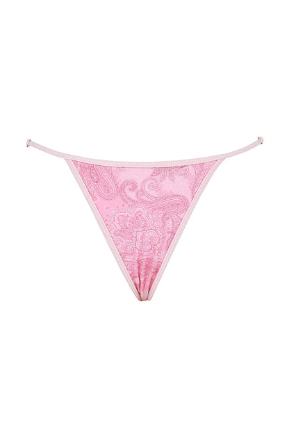 Cote DAzur Pink Paisley Thong Bikini Bottom