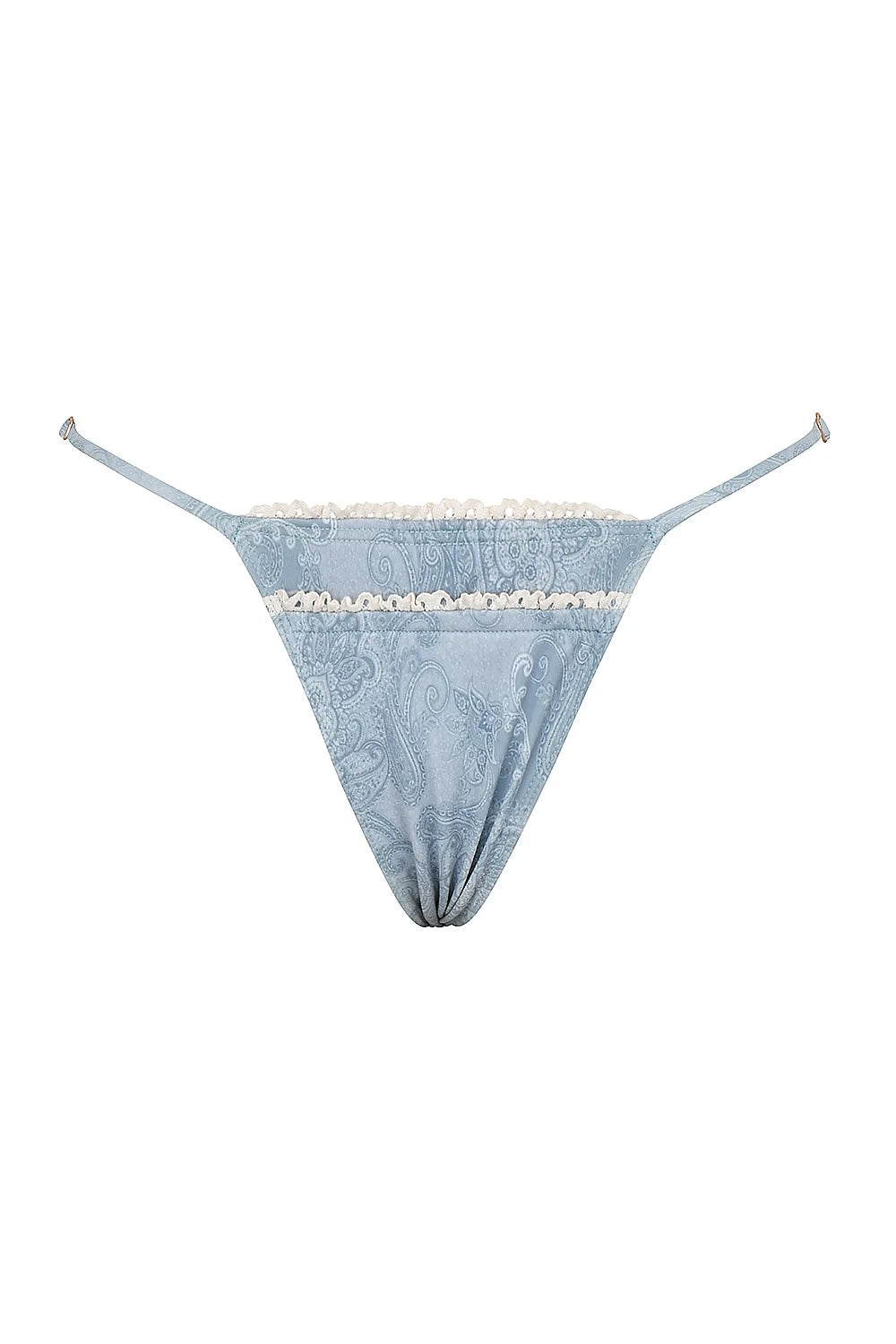 Toulouse Blue Paisley Ruffle Trim Bikini Bottom