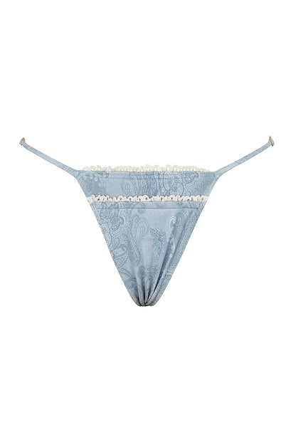 Toulouse Blue Paisley Ruffle Trim Bikini Bottom