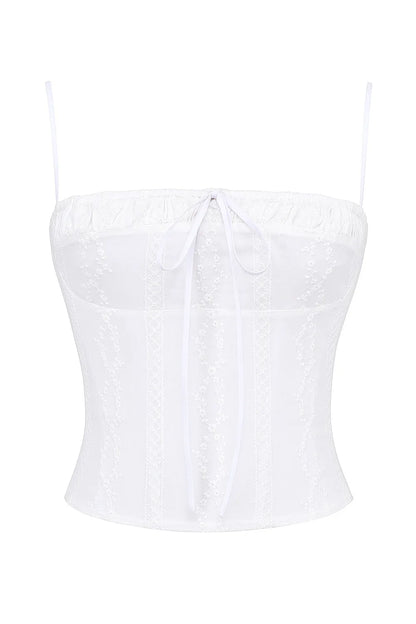 Mistress Rocks Cloud Broderie Cotton Corset Top - SALE