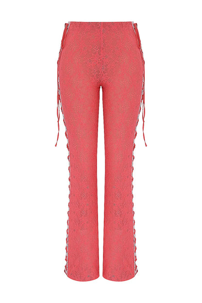 Mistress Rocks Grapefruit Lace Up Trousers - SALE