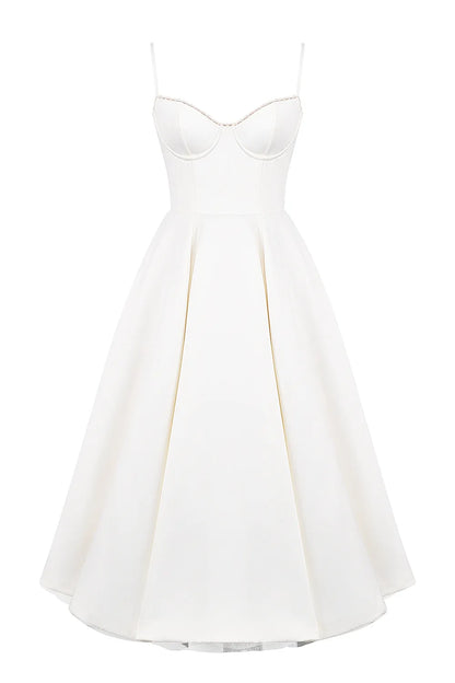 Mademoiselle White Tulle Midi Dress