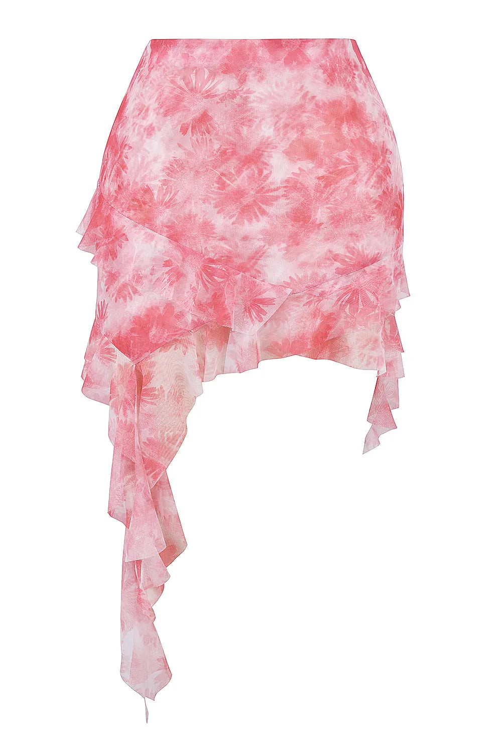 Mistress Rocks Pink Floral Print Ruffle Mini Skirt - SALE