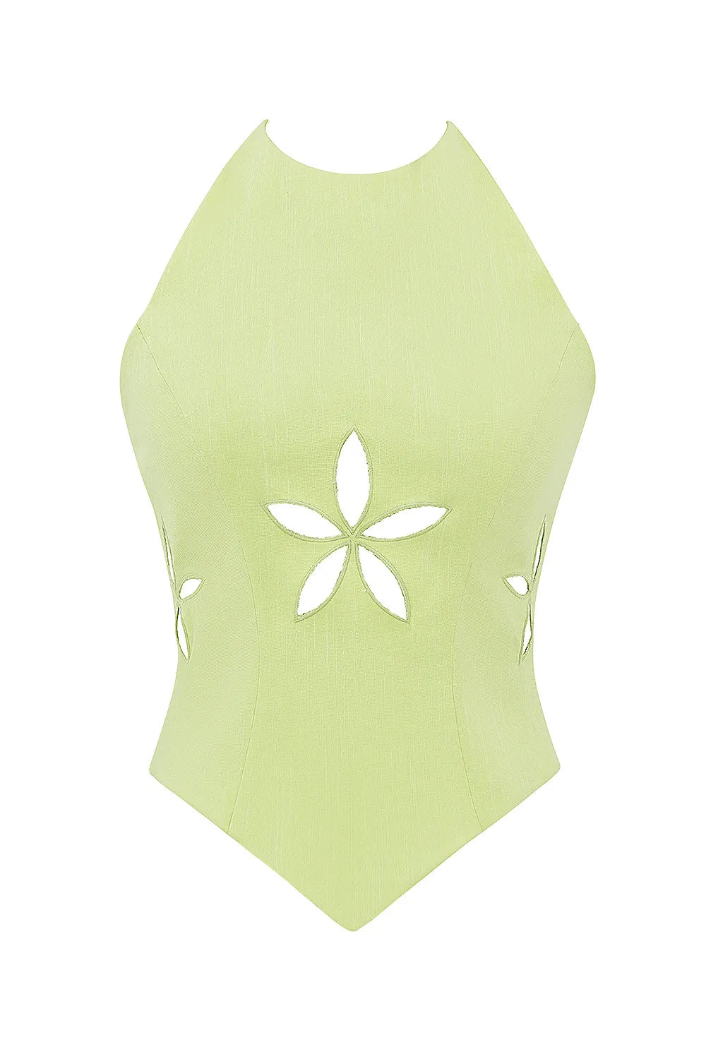 Mistress Rocks Matcha Open Back Floral Cutout Top - SALE