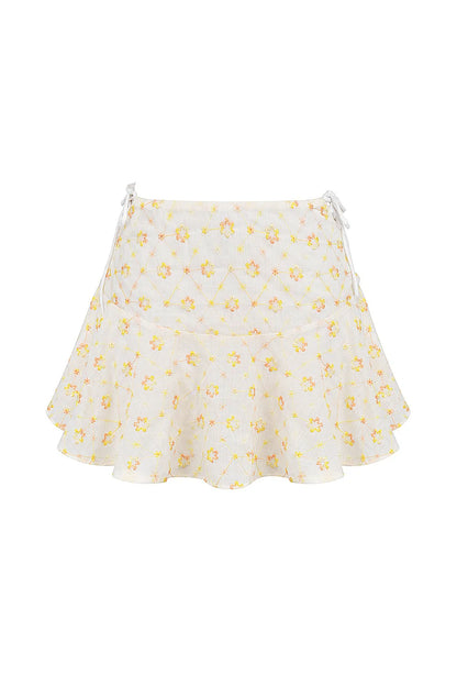 Mistress Rocks Cloud Floral Embroidered Mini Skirt - SALE