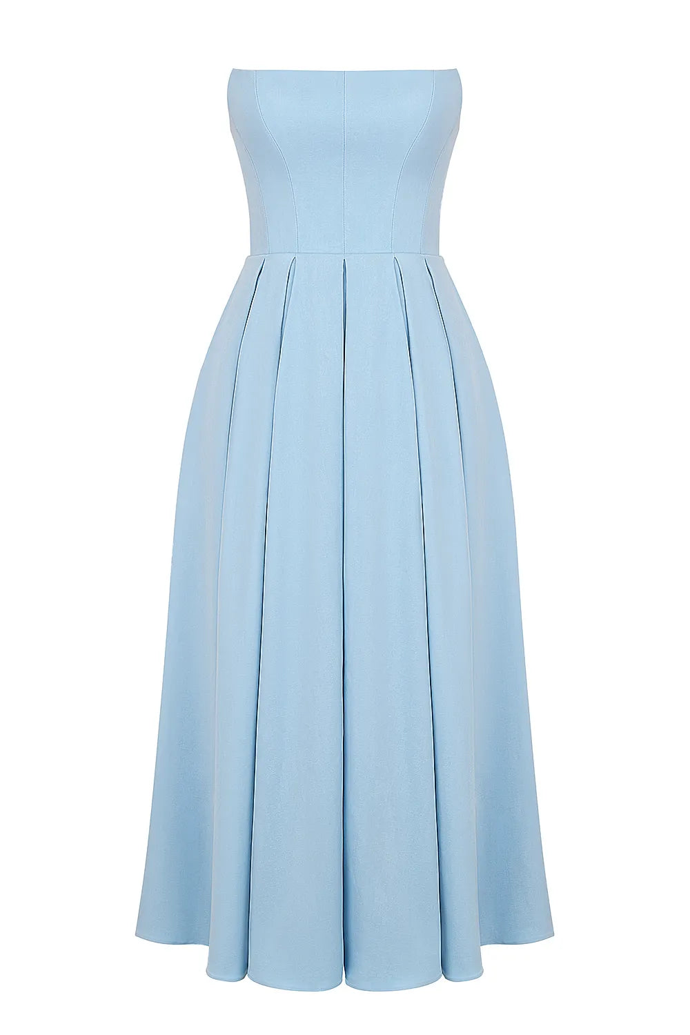 Audrey Tuscan Blue Strapless Midi Sundress