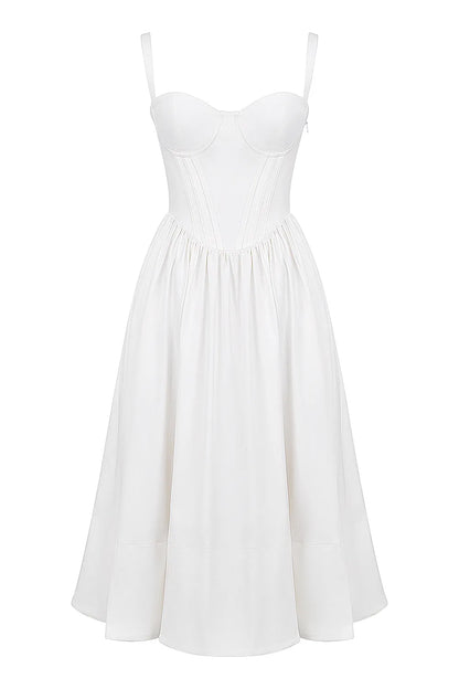 Kelly White Corset Midi Sundress