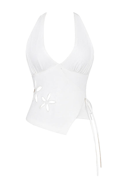 Mistress Rocks Cloud Wrap Floral Cutout Halter Top - SALE