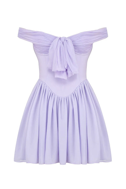 Soleil Orchid Off Shoulder Mini Dress
