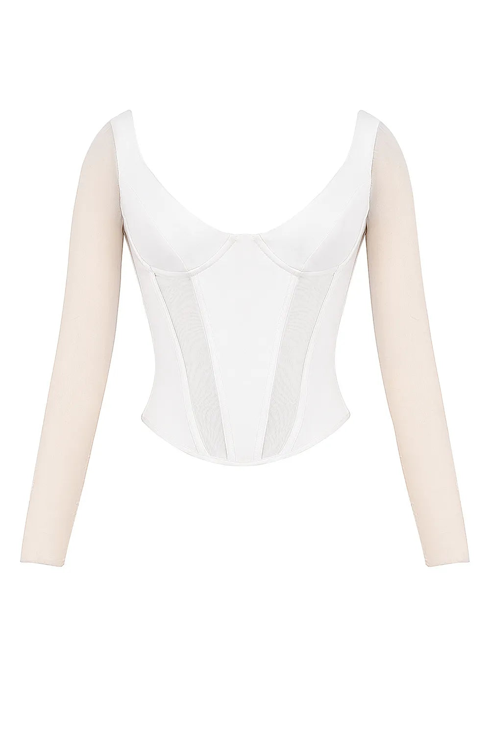 Araminta White Long Sleeve Mesh Corset