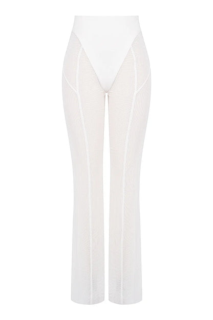 Avalon White Mesh High Waist Trousers