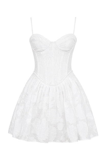 Nerissa White Jacquard Corset Mini Dress