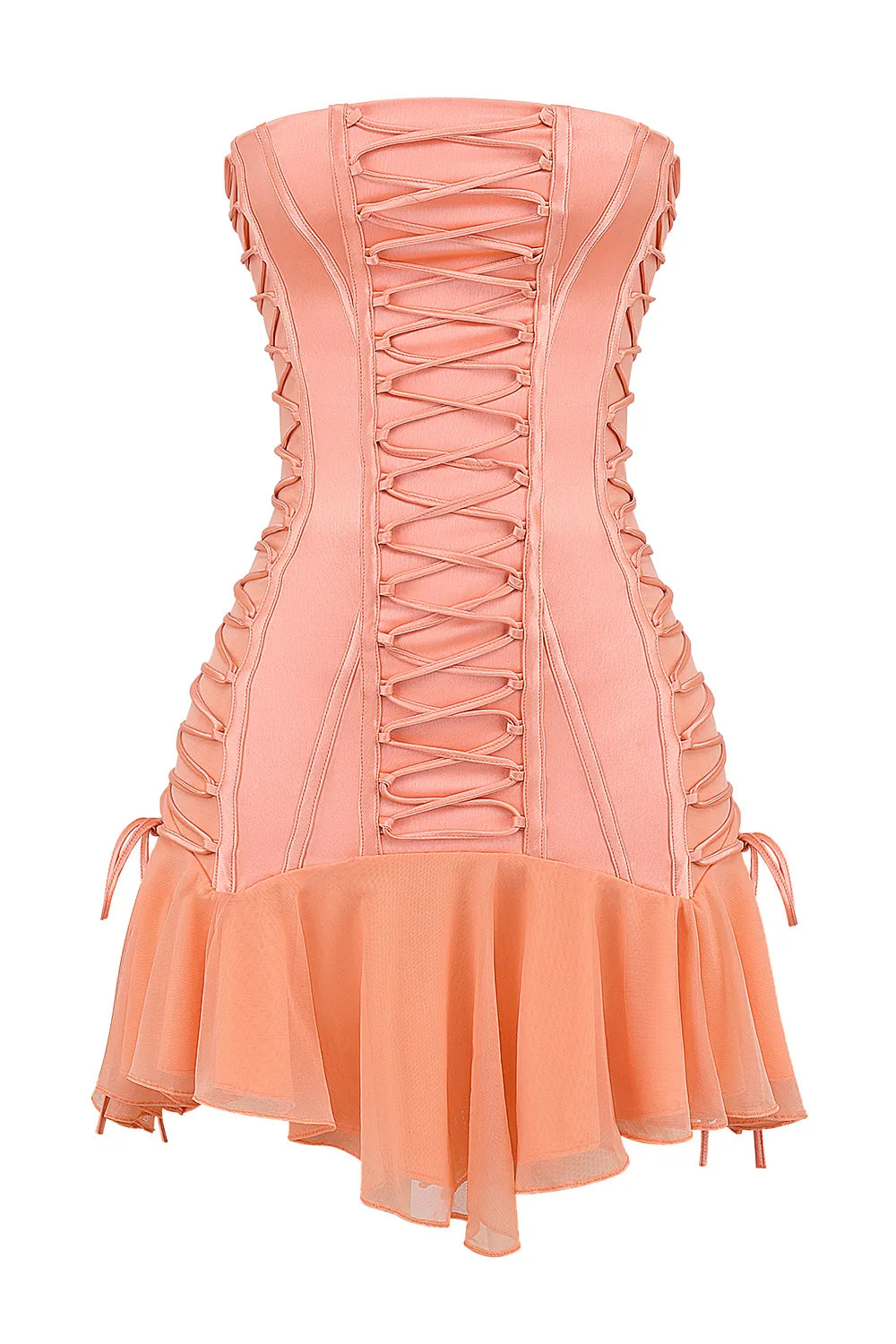 Sirena Sorbet Satin Strapless Mini Dress