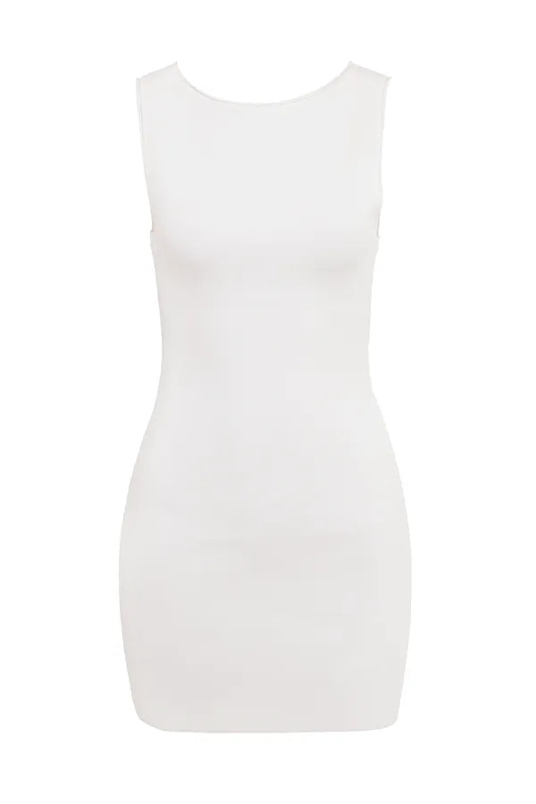Laguna White Stretch Knit Mini Dress