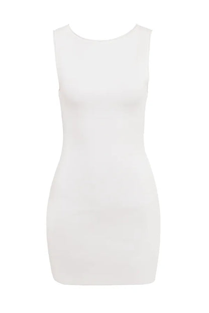 Laguna White Stretch Knit Mini Dress