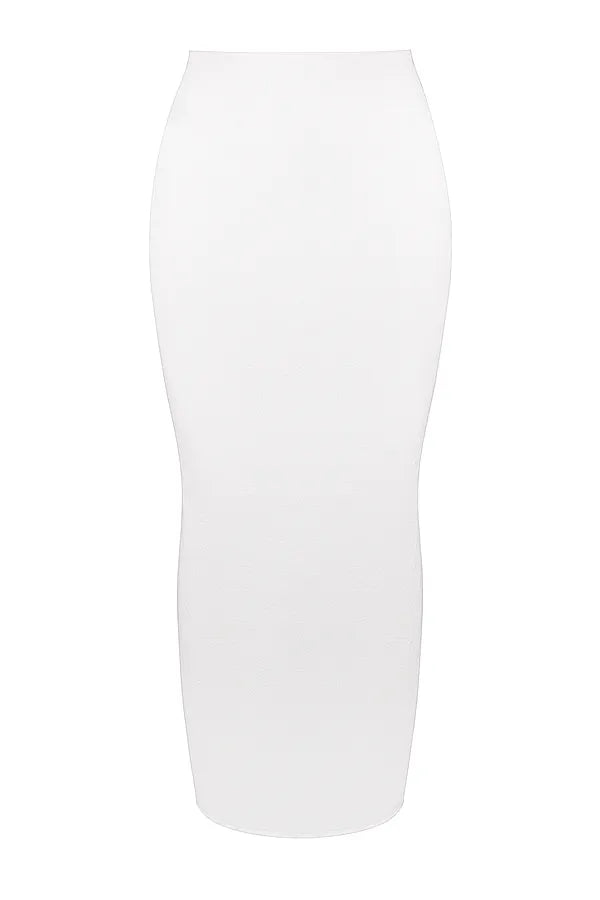 Eden White Cotton Twill Maxi Skirt