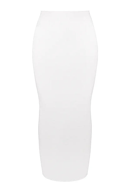 Eden White Cotton Twill Maxi Skirt