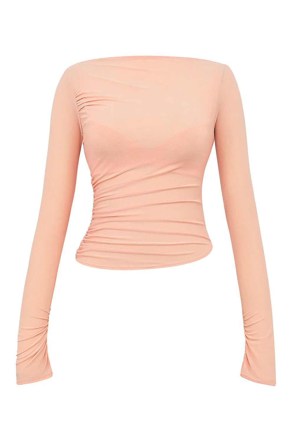 Floria Sorbet Gathered Long Sleeve Top With Bra