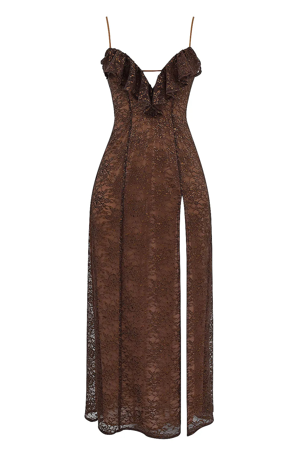 Lucianna Espresso Lace Maxi Dress