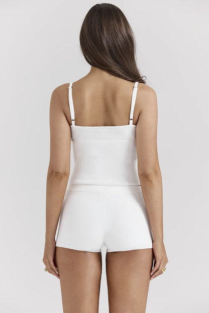 Kai White Summer Knit Hot Pants