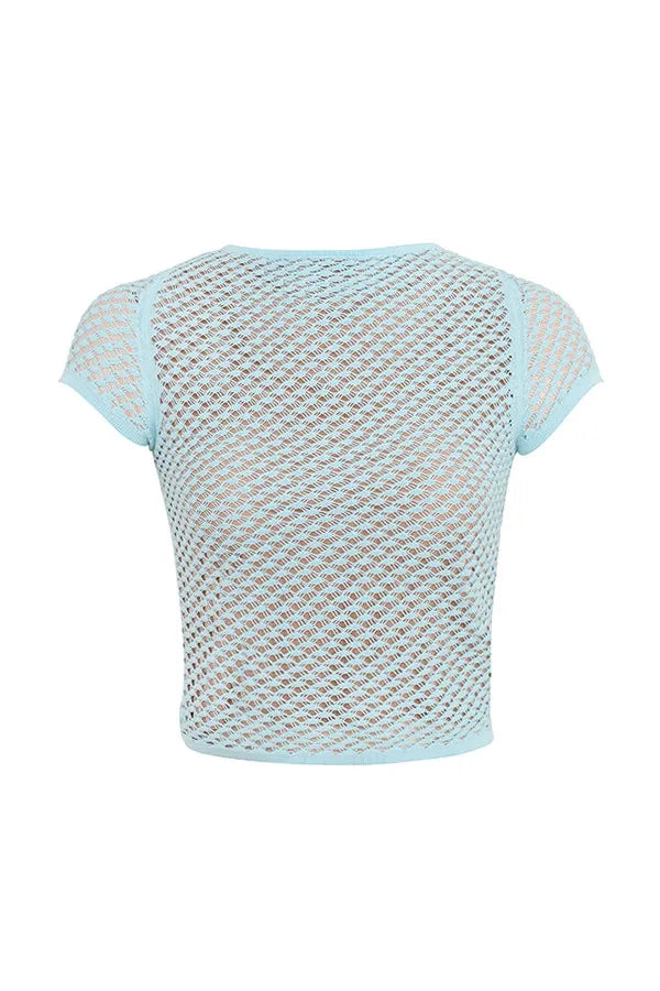 Mistress Rocks Seafoam Knit Open Back Ruffle Top - SALE