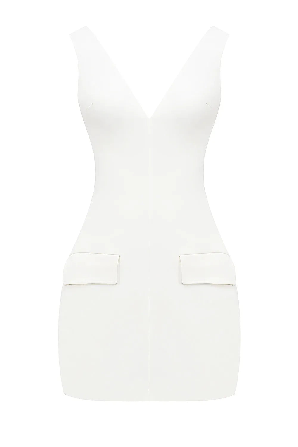 Olympia White Plunge Mini Dress