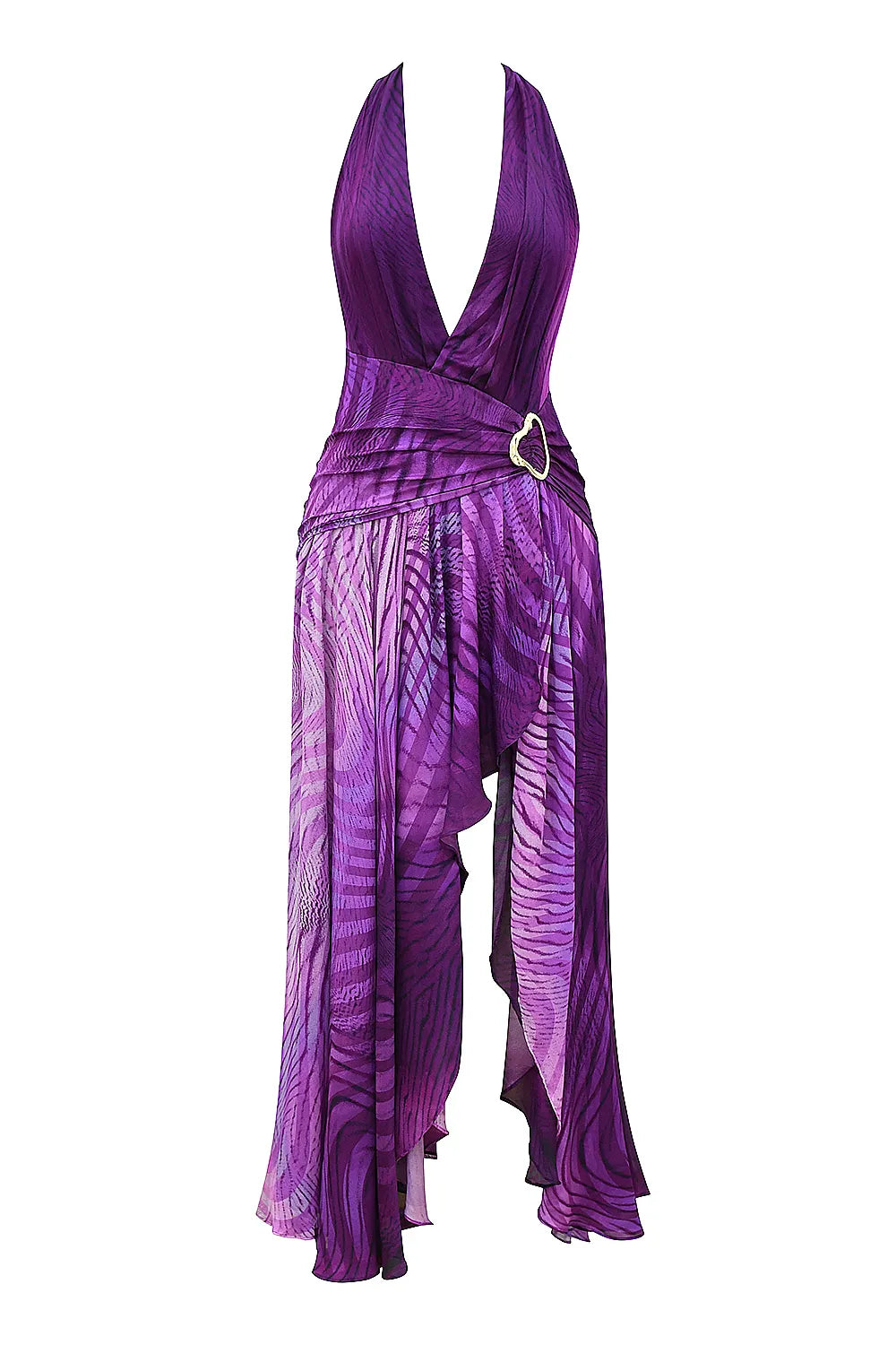 Olessia Orchid Backless Halter Maxi Dress