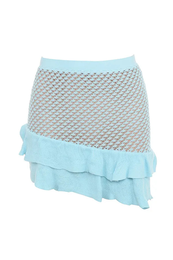 Mistress Rocks Seafoam Knit Ruffle Mini Skirt - SALE