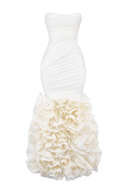 Gabrielle Ivory Strapless Ruffle Bridal Gown