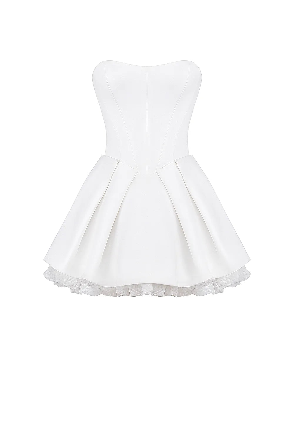 Noele White Satin Strapless Bow Mini Gown