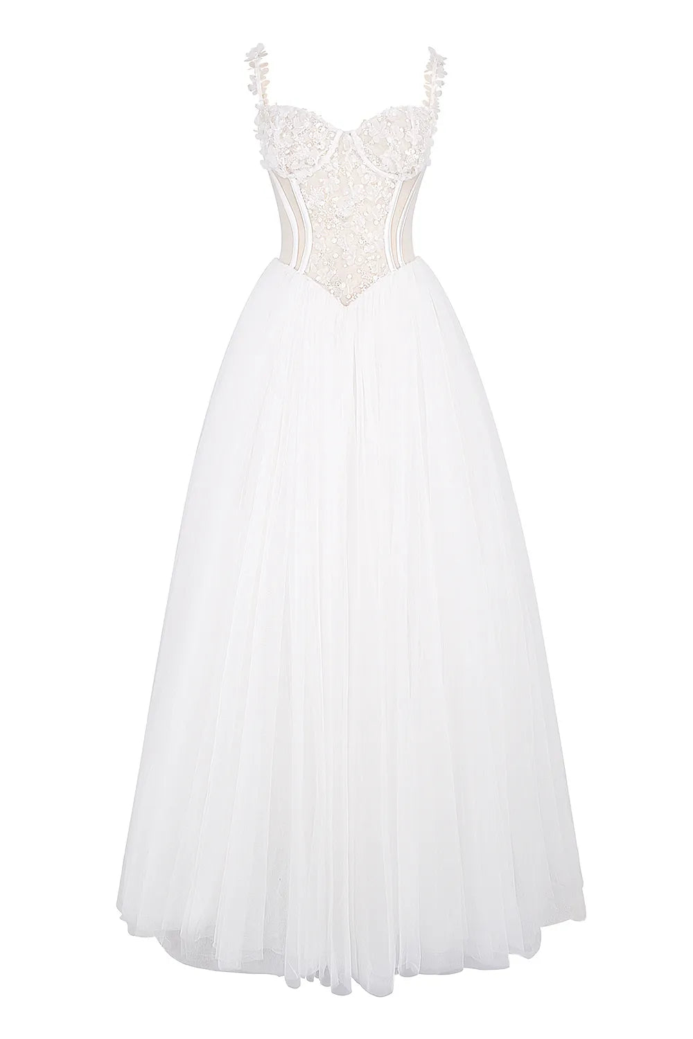 Nathalie White Floral Lace Tulle Bridal Gown