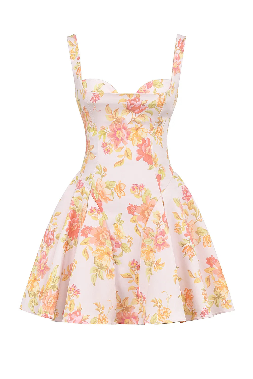 Bunny Peach Poppy Print Twill Mini Dress